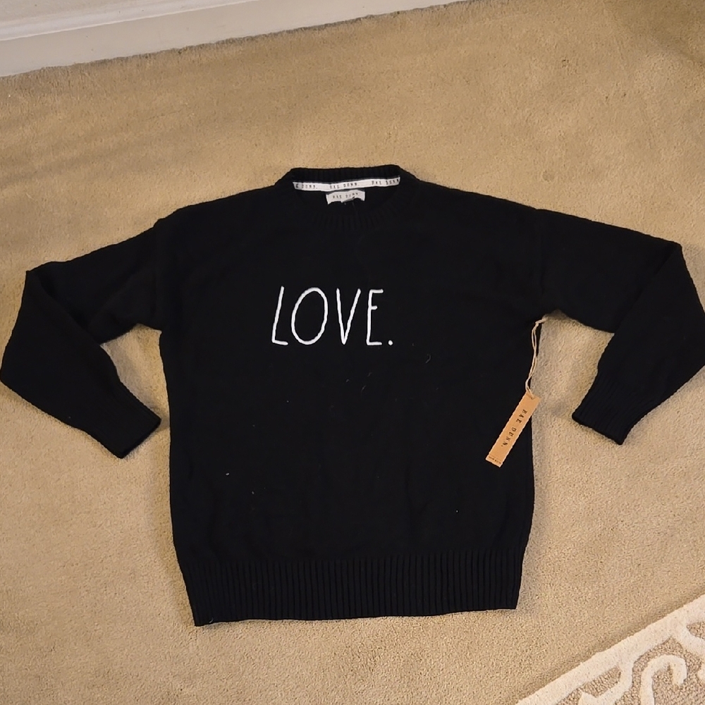 NWT Rae Dunn Black Love Sweater